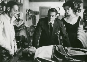 Jack and Teddy Belicec (King Donovan, Carolyn Jones), Dr. Miles Bennell (Kevin McCarthy) and Becky Driscoll (Dana Wynter) find someone, or something, they cannot understand.