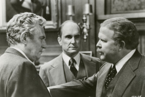 Beale meets bigwig Arthur Jensen (Ned Beatty), as witnessed by Frank Hackett (Robert Duvall).